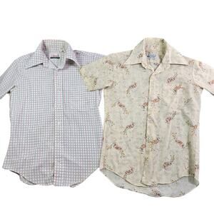Vintage 70's Button Front Shirt Lot of 2 Boys Size 14 Retro Movie TV Props‎
